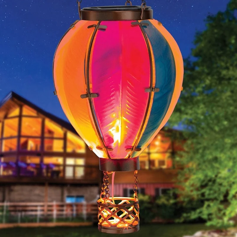 Hőlégballon Napelemes Lámpa Napelemes Függő Lámpák Kültéri Szolár Lámpa Pislákoló Láng, Fény, Vízálló, A Kert Udvar
