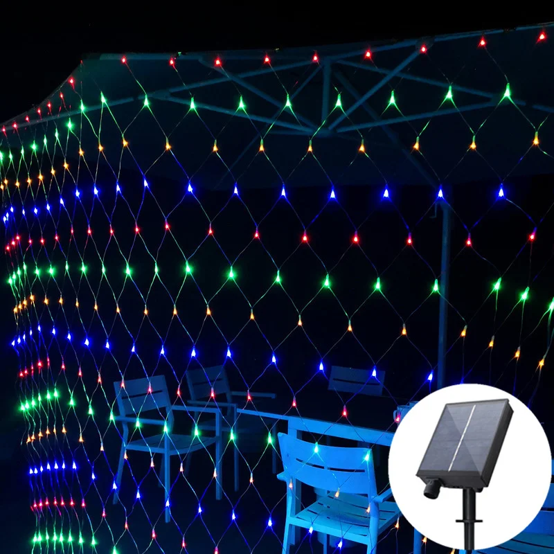 2024 Vízálló Nettó Háló String Lámpák Kültéri LED Napelemes Lámpák a Kert Karácsonyi Dekoráció Tündér Garland Napelemes Lámpa