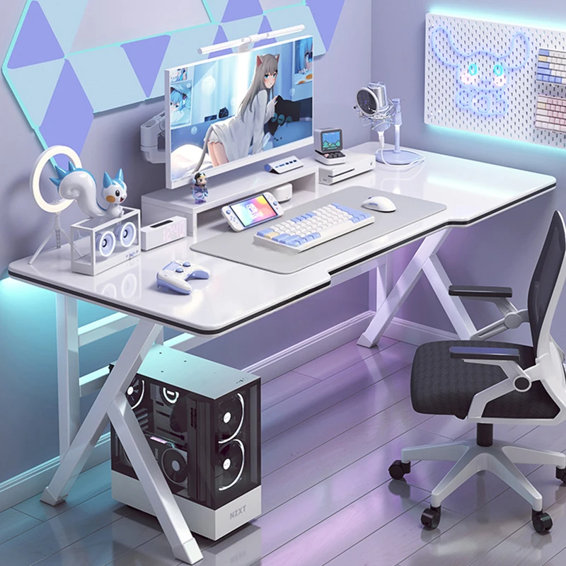 Északi Mesterséges Fedélzeti Számítógép Asztal Irodai Bútorok Hálószoba Játék Asztal Egyszerű Személyiség, Háztartási Fehér Gamer Pc Asztal
