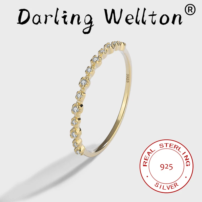 Egyszerű 14K Arany Négy-Vasvilla Kör Teljes Gyémánt Pár Gyűrű Női Eredeti Sterling Ezüst Valentin Napi Ajándék Ékszer